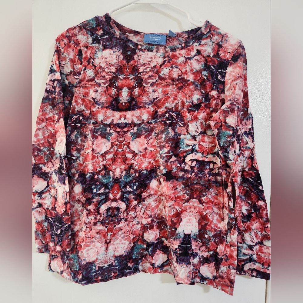 Splendid Vera Wang Pink Multi Floral-Print Long Sleeve Tee